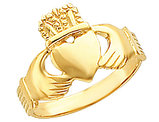 14K Yellow Gold Ladies Claddagh Celtic Ring